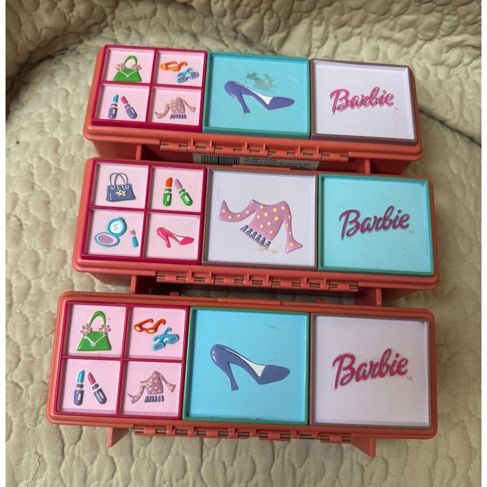 Lot of 3 Barbie Accessory Cases Tara Toy 1999 Storage Organizer Carry Boxes VTG